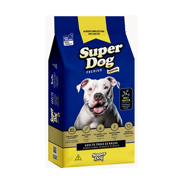Ração Super Dog Power Whey Protein Cães Adultos 15Kg