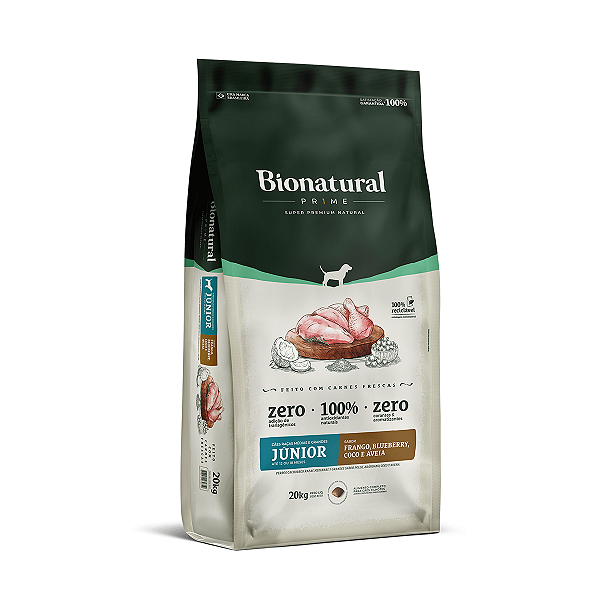 Ração BioNatural Cães Raças Médias e Grandes Filhotes Frango 20Kg