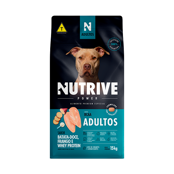 Ração Nutrive Select Cães Adulto Power Frango, Batata Doce e Whey Protein 15kg