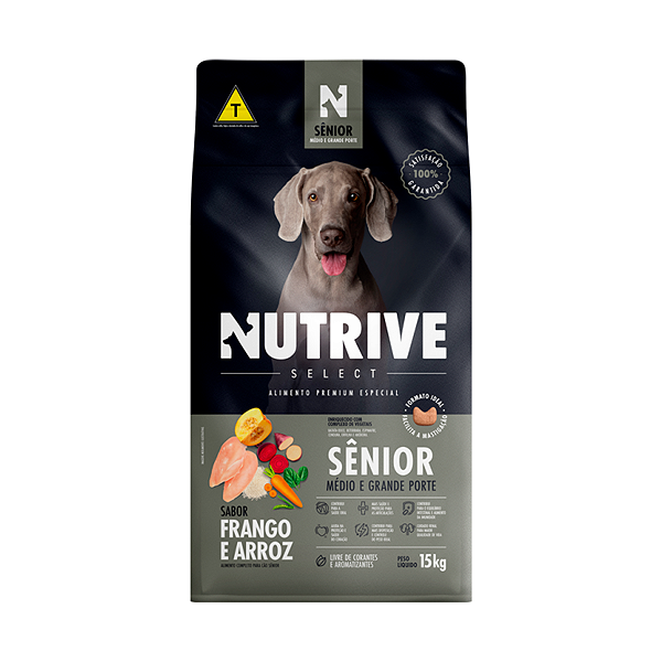 Ração Nutrive Select Cães Sênior Médio e Grande Porte Frango e Arroz 15kg