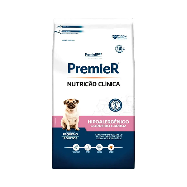 Ração Premier Nutrição Clínica Hipoalergênico Cordeiro e Arroz Cães Adultos Pequeno Porte