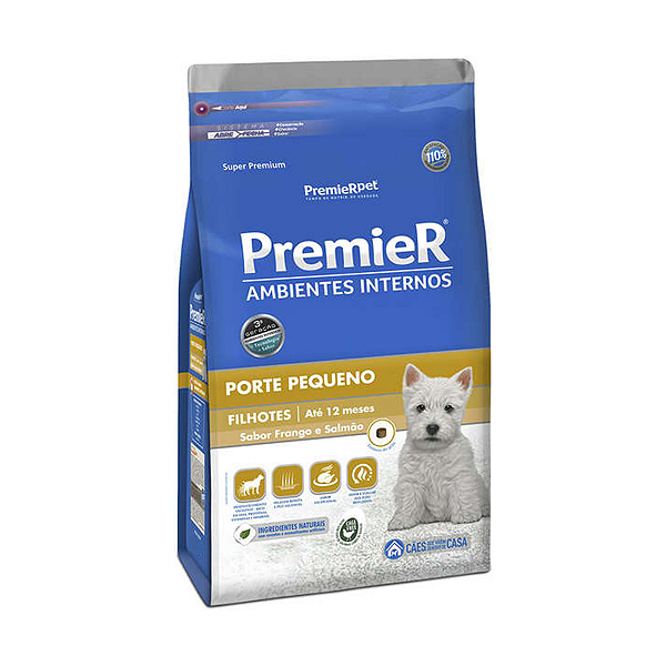 Ração Premier Pet Ambientes Internos Cães Filhotes Frango e Salmão