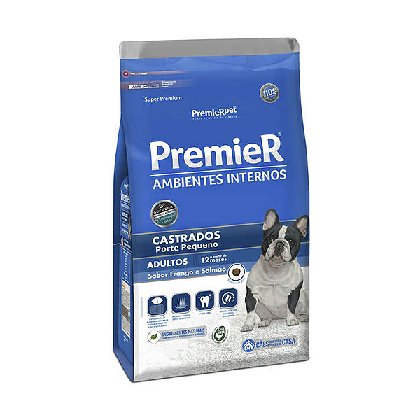 Ração Premier Pet Ambientes Internos Cães Castrados Frango