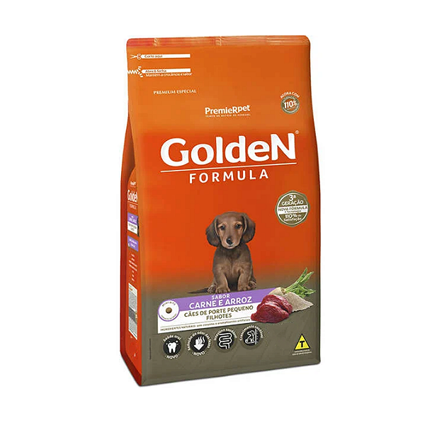 Ração Golden Formula Carne e Arroz Cães Filhotes Mini Bits
