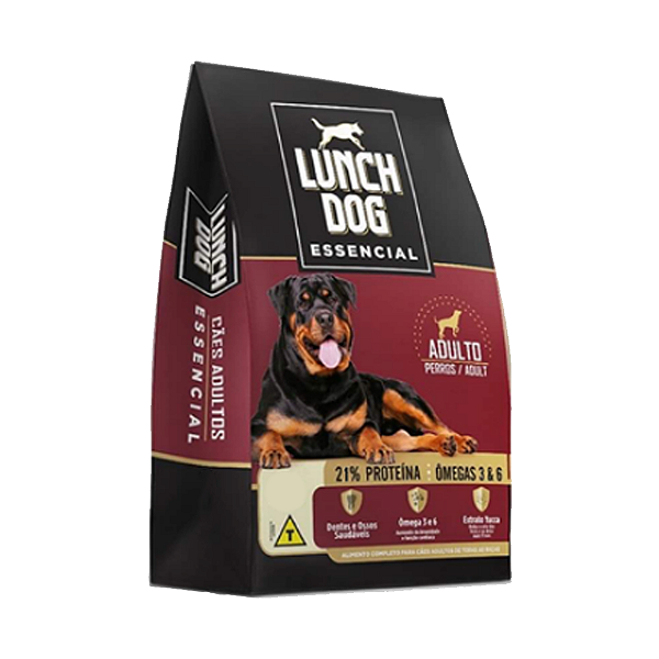 Ração Lunch Dog Essencial Carne e Arroz Cães Adultos