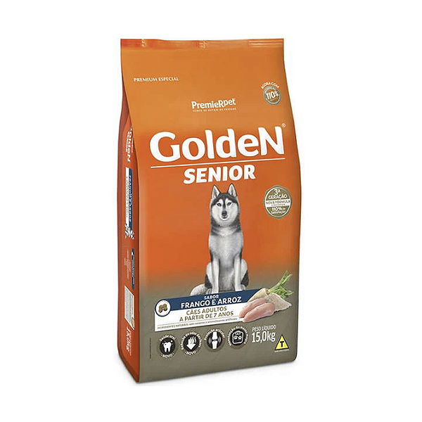 Ração Golden Formula Frango e Arroz Cães Sênior 15kg