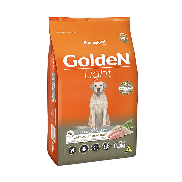 Ração Golden Formula Frango e Arroz Cães Light 15kg