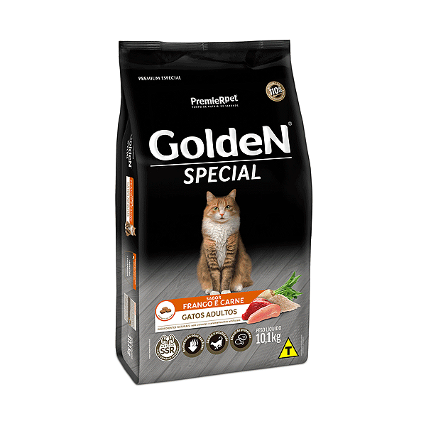 Ração Golden Gatos Adultos Special Frango e Carne 10,1Kg