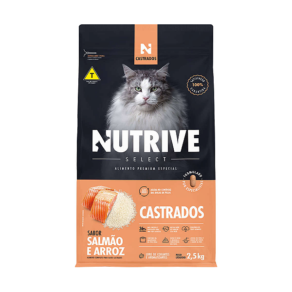 Ração Nutrive Select Gatos Castrados Salmão e Arroz 2,5kg