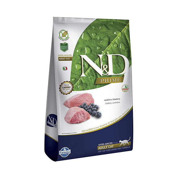 Ração Farmina N&D Prime Cordeiro e Blueberry Gatos Adultos 1,5kg