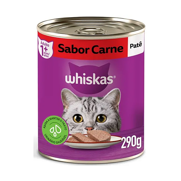 Ração Úmida Whiskas Lata para Gatos Adultos Sabor Carne 290g