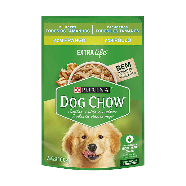 Ração Úmida Nestlé Purina Dog Chow Sachê Frango Cães Filhotes Todos os Tamanhos 100g
