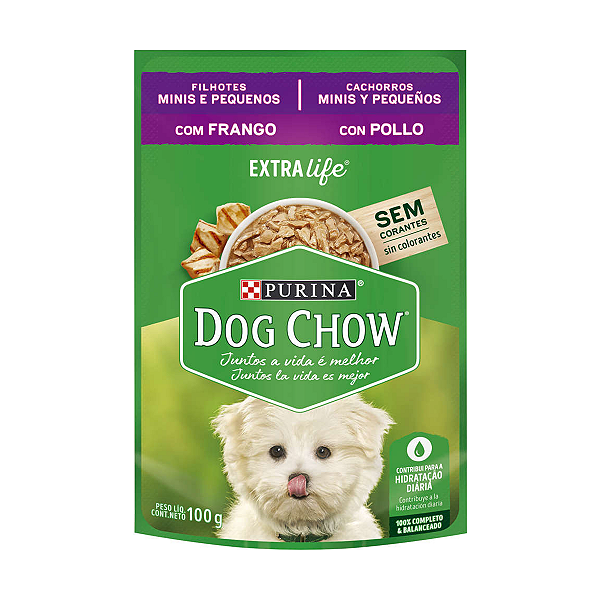 Ração Úmida Nestlé Purina Dog Chow Sachê Frango Cães Filhotes Raças Minis e Pequenas 100g