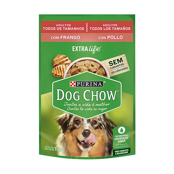 Ração Úmida Nestlé Purina Dog Chow Sachê Frango Cães Adultos Todos os Tamanhos 100g