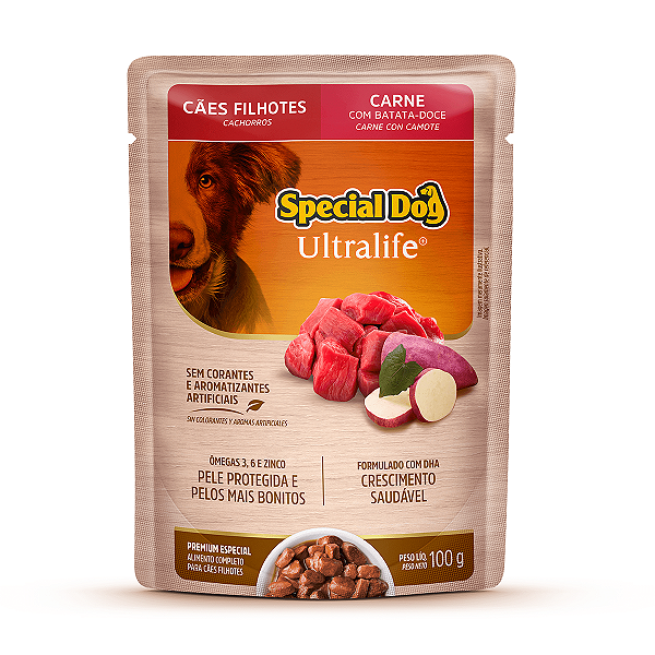 Ração Úmida Special Dog Sachê Cães Filhotes Sabor Carne ao Molho 100g