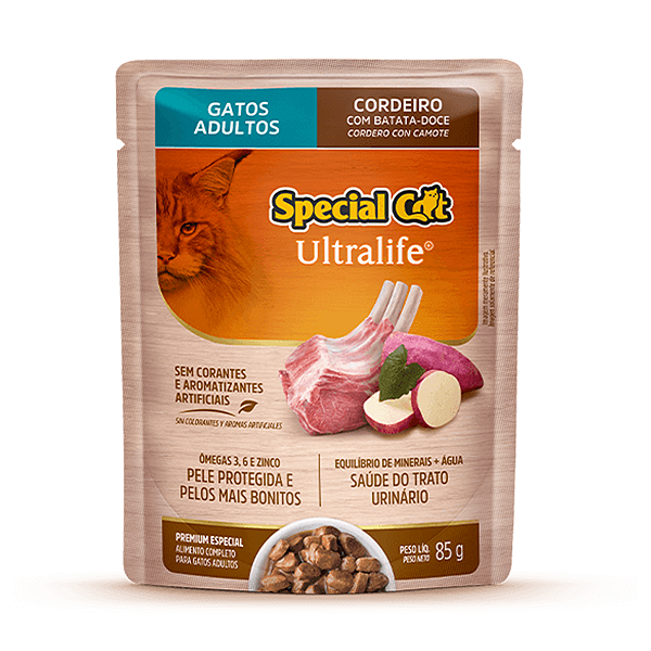 Ração Úmida Special Cat Sachê Gatos Adultos Sabor Cordeiro ao Molho 85g