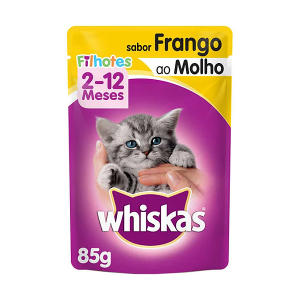Ração Úmida Whiskas Sachê Frango ao Molho Gatos Filhotes 85g