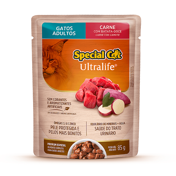 Ração Úmida Special Cat Sachê Gatos Adultos Sabor Carne ao Molho 85g