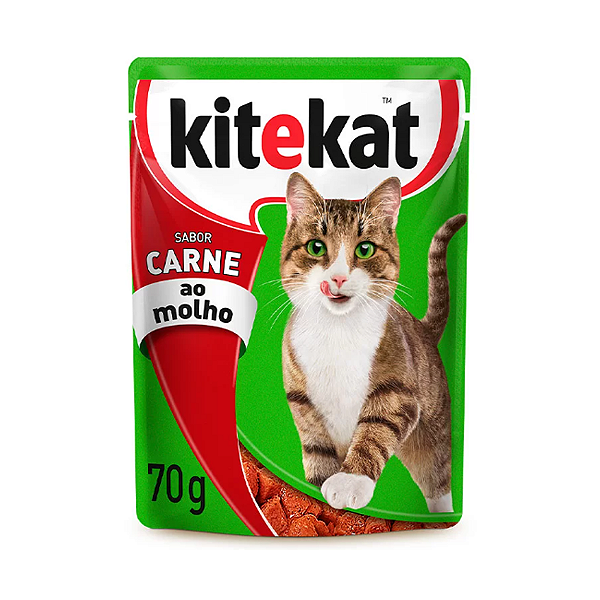 Ração Úmida Kitekat Sachê Carne ao Molho Gatos 70g