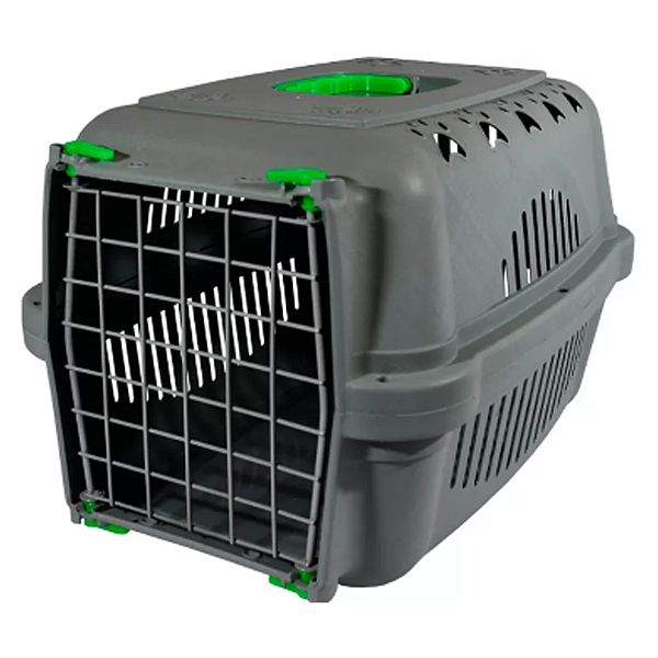 Caixa de Transporte DuraPets com Porta de Aço Verde para Cães e Gatos
