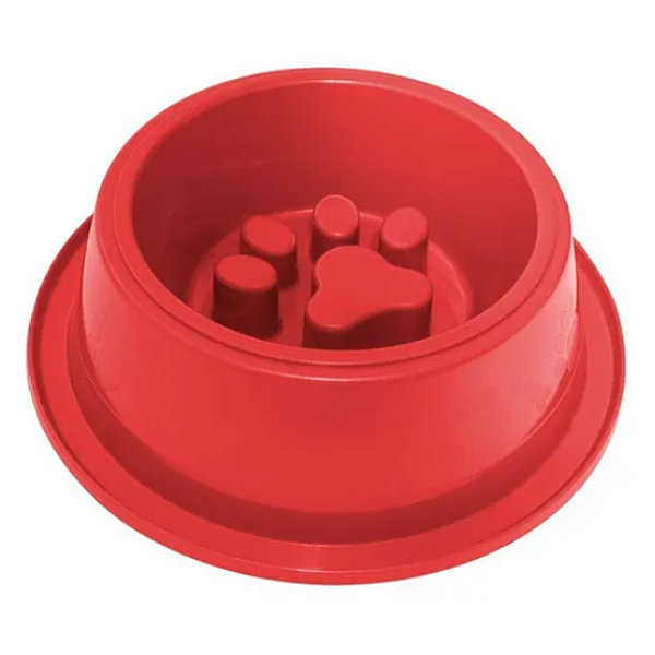 Comedouro Lento e Funcional Vermelho para Cães e Gatos 1000mL