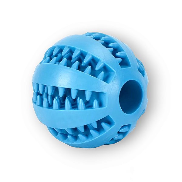 Brinquedo Bola Interativa Cães Porta Ração Petiscos Azul