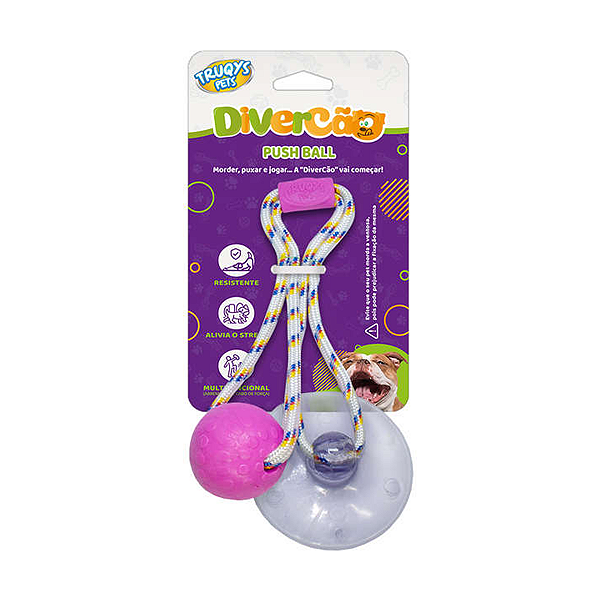 Brinquedo Push Ball Divercão Rosa para Cães