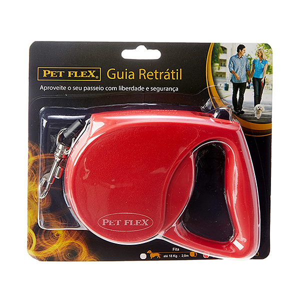 Guia Retrátil Pet Flex Vermelha até 15kg