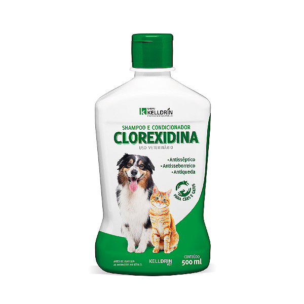 Shampoo e Condicionador Clorexidina Kelldrin para Cães e Gatos 500ml