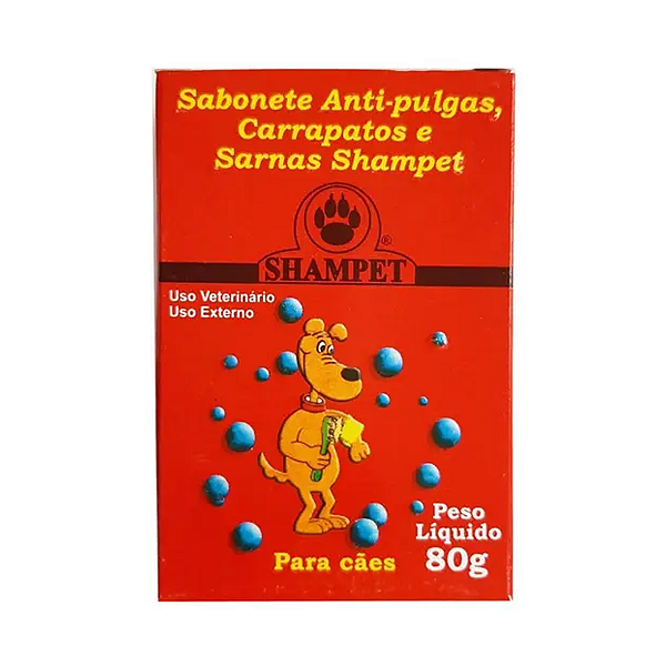 Sabonete Shampet Antipulgas, Carrapatos e Sarnicida e para Cães 80g