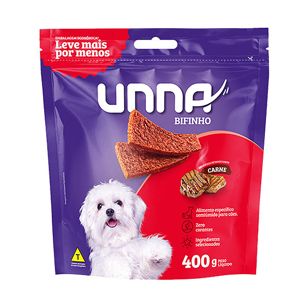 Petisco Bifinho Unna para Cães sabor Carne 400g