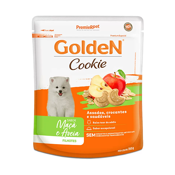 Biscoito Golden Cookie Cães Filhotes Maça e Aveia 350g