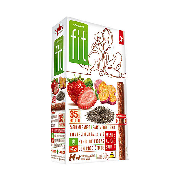 Petisco Spin Pet Onebyone Fit Morango, Batata Doce e Chia Cães 50g