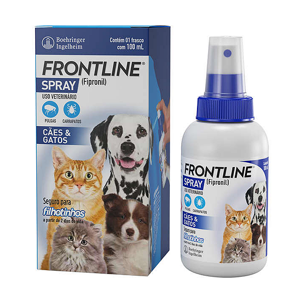 Antipulgas e Carrapatos Frontline Spray para Cães e Gatos 100 mL