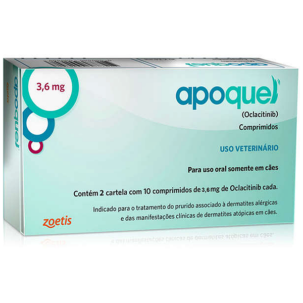 Apoquel Dermatológico Zoetis para Cães 3,6mg Tamanho:Caixa C/ 20 Comprimidos