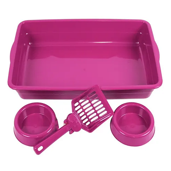 Kit de Bandeja Rosa para Gatos