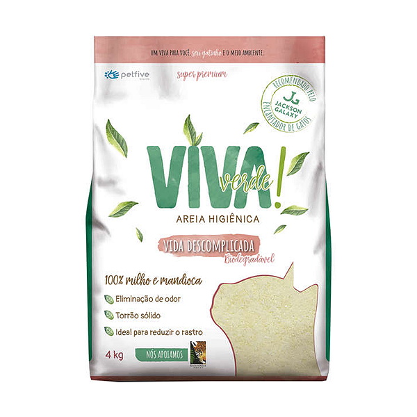 Areia Higiênica Petfive Viva Verde Grossa Vida Descomplicada para Gatos 4kg
