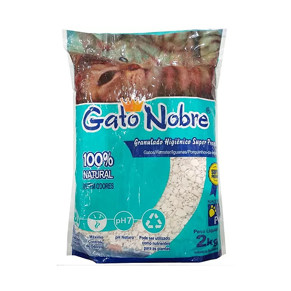 Areia Pedra Higiênica Gato Nobre 100% Natural 2kg