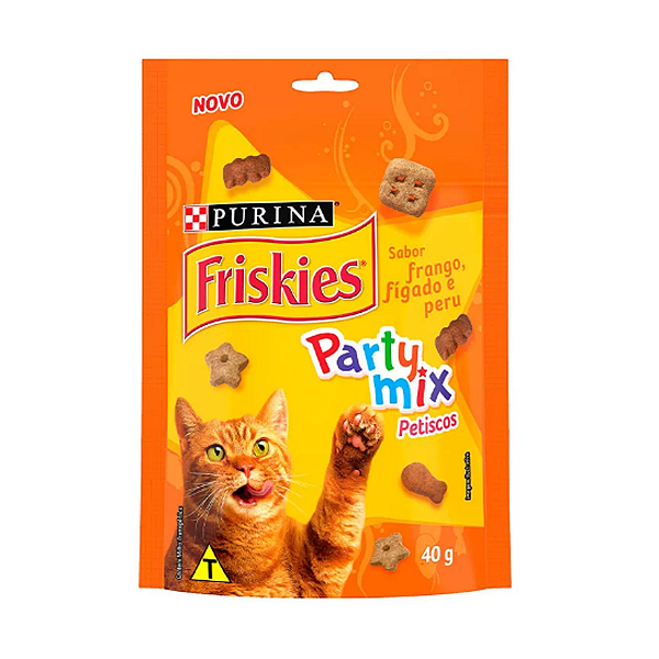 Petisco Nestlé Purina Friskies Party Mix Frango, Fígado e Peru Gatos Adultos 40g