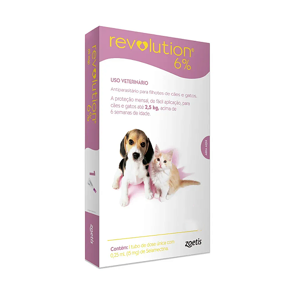Antipulgas e Carrapatos Zoetis Revolution 6% para Cães e Gatos Filhotes até 2,5Kg