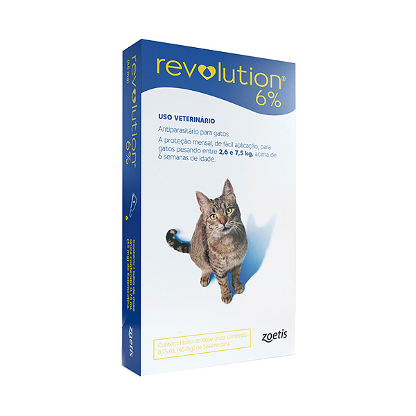 Antipulgas e Carrapatos Revolution 6% para Gatos de 2,5 a 7,5kg (45 mg)