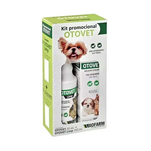 Kit Otológico Otovet Biofarm Limpeza e Tratamento Otite