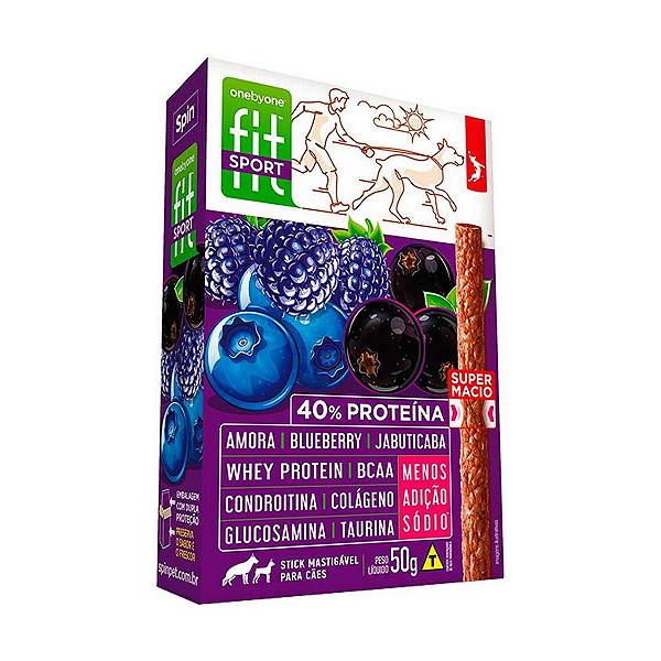 Petisco Spin Pet Onebyone Fit Sport Amora, Blueberry e Jabuticaba Cães 50g