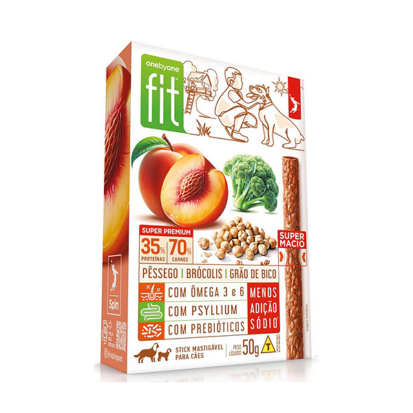 Petisco Spin Pet Onebyone Fit Pessego, Brocolis e Grão de Bico Cães 50g