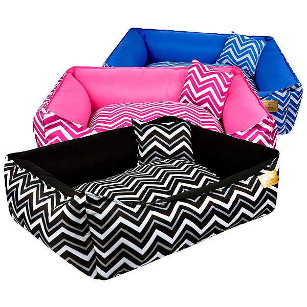 Cama Retangular Zig Zag Azul Tam. G