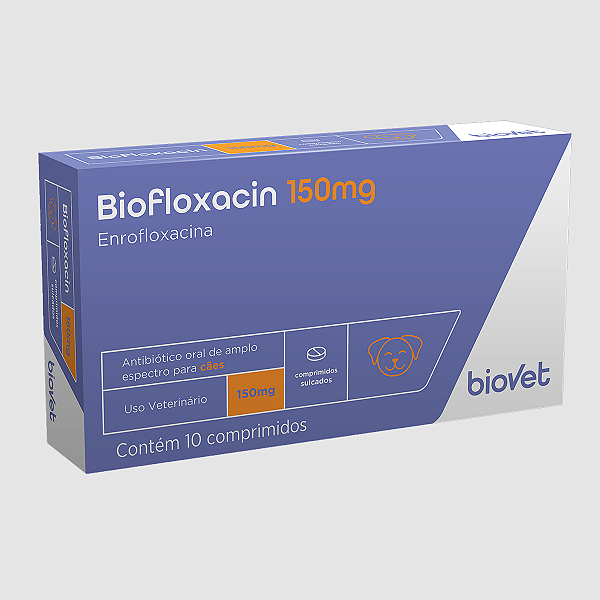 Biofloxacin 150mg Biovet Enrofloxacina - Strip c/ 10 Comprimidos