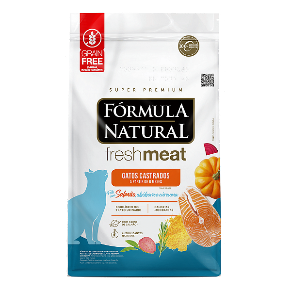 Ração Fórmula Natural Fresh Meat para Gatos Castrados Salmão 10,1Kg