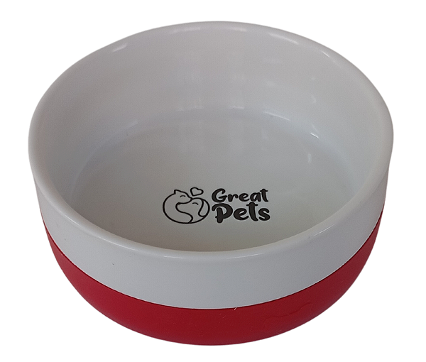 Comedouro Cerâmica com Silicone Vermelho