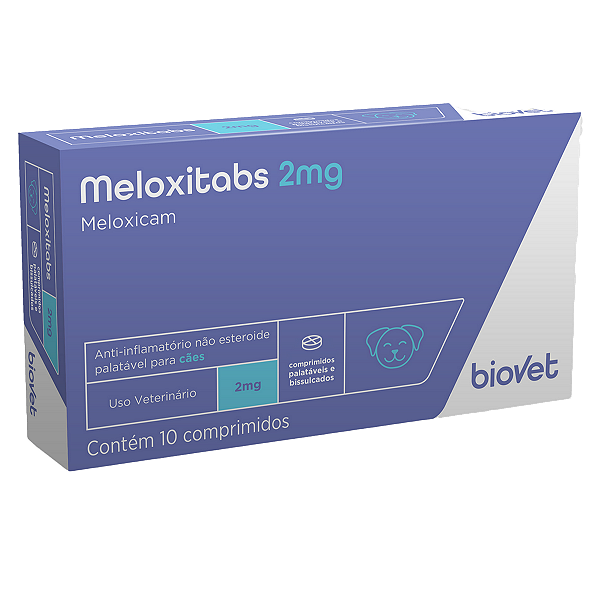 Meloxitabs 2mg Biovet Antiflamatório e Analgesico - 10 Comprimidos