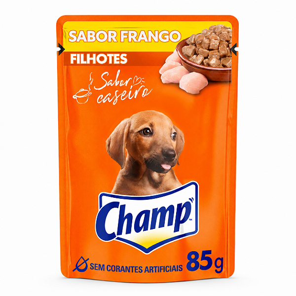 Ração Úmida Champ Sachê Filhote Frango ao Molho Cães 85g